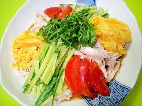 ササミ乗せ♡冷やし中華風そうめん